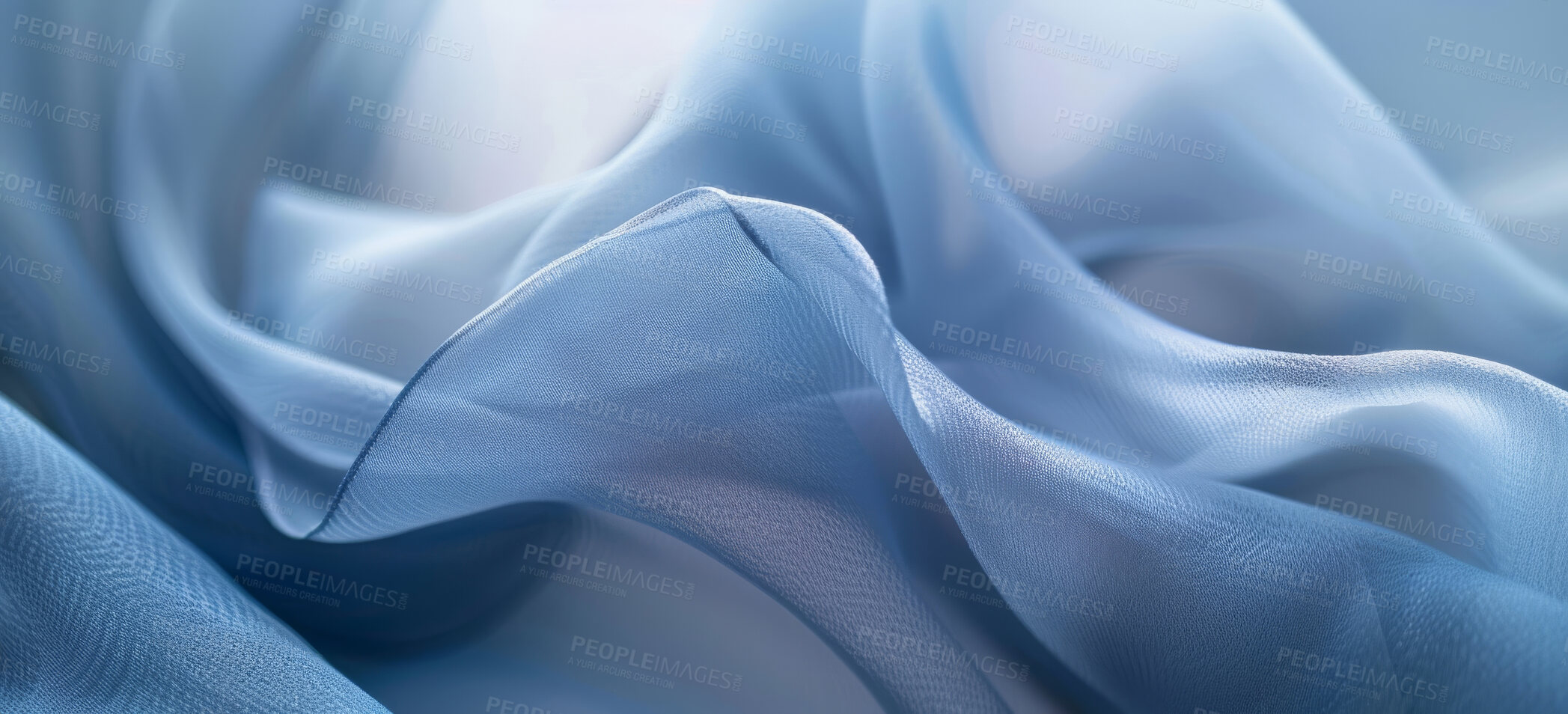 Buy stock photo Wallpaper, flowing and background in abstract, silk and fluid of art, design and 3d render of cloth. Creative, blue and texture of fabric, textile and gradient of color, fashion and style of curves