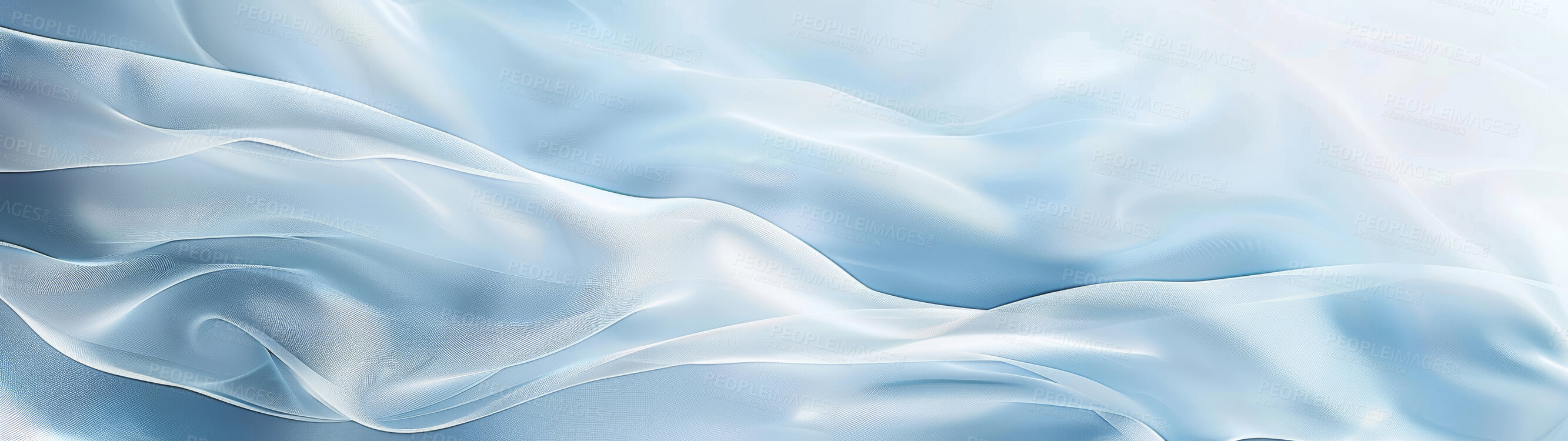 Buy stock photo Wallpaper, wave and creative with art background for banner with lines, blue color and material texture. Pattern, flow and abstract cloth with satin textile, artistic ripple and smooth with swirl