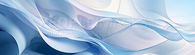Abstract, background and flowing blue swirl for texture, wallpaper or wave as artistic and creative design. Banner, color and pattern with fabric, material or textile closeup for fluid backdrop