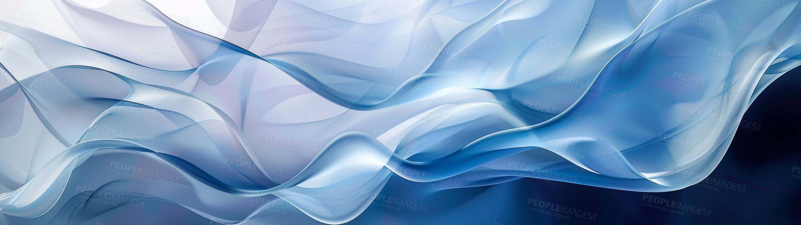 Buy stock photo Abstract, flow and swirl blue texture background for wallpaper or wave pattern as artistic and creative design. Banner, color and swoosh with textile fabric or material closeup for fluid backdrop