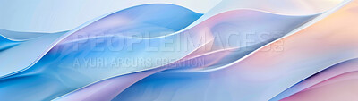 Buy stock photo Abstract, background and flowing color pattern for texture, wallpaper or wave as artistic and creative design. Banner, blue and pink with fabric, material or textile closeup for fluid backdrop