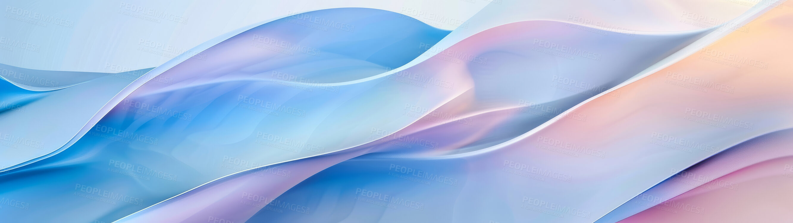 Buy stock photo Abstract, background and flowing color pattern for texture, wallpaper or wave as artistic and creative design. Banner, blue and pink with fabric, material or textile closeup for fluid backdrop