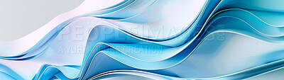 Buy stock photo Abstract, background and swirl with blue pattern for texture, wallpaper or wave as artistic and creative design. Banner, color and flow with fabric, material or textile closeup for fluid backdrop