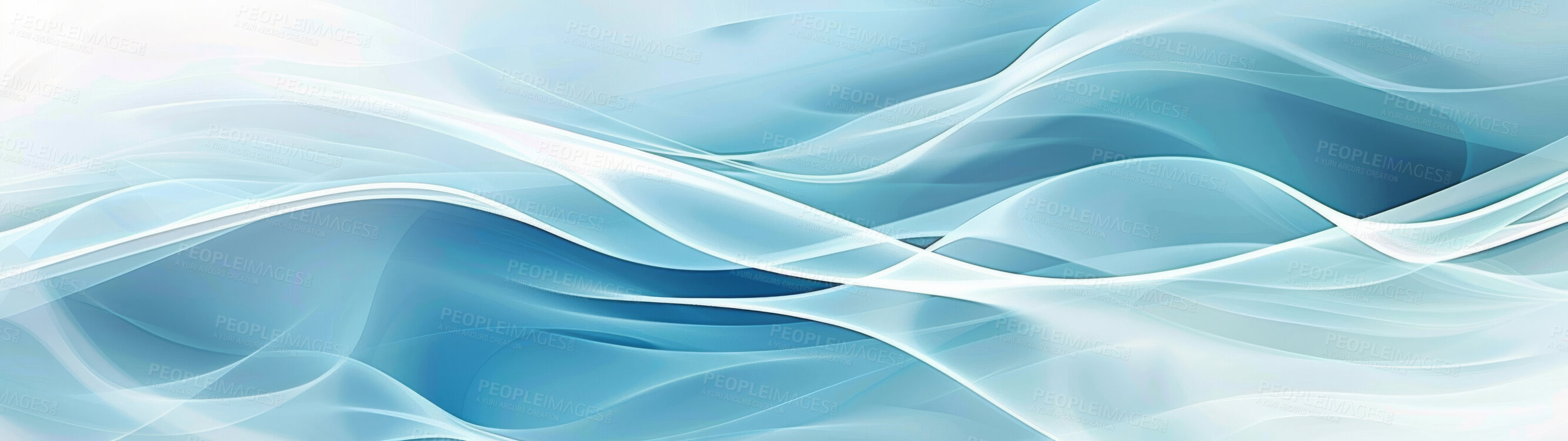 Buy stock photo Wallpaper, wave and design with art background for banner with lines, blue color and material texture. Creative poster, flow pattern and abstract cloth with satin fabric, artistic ripple and swirl