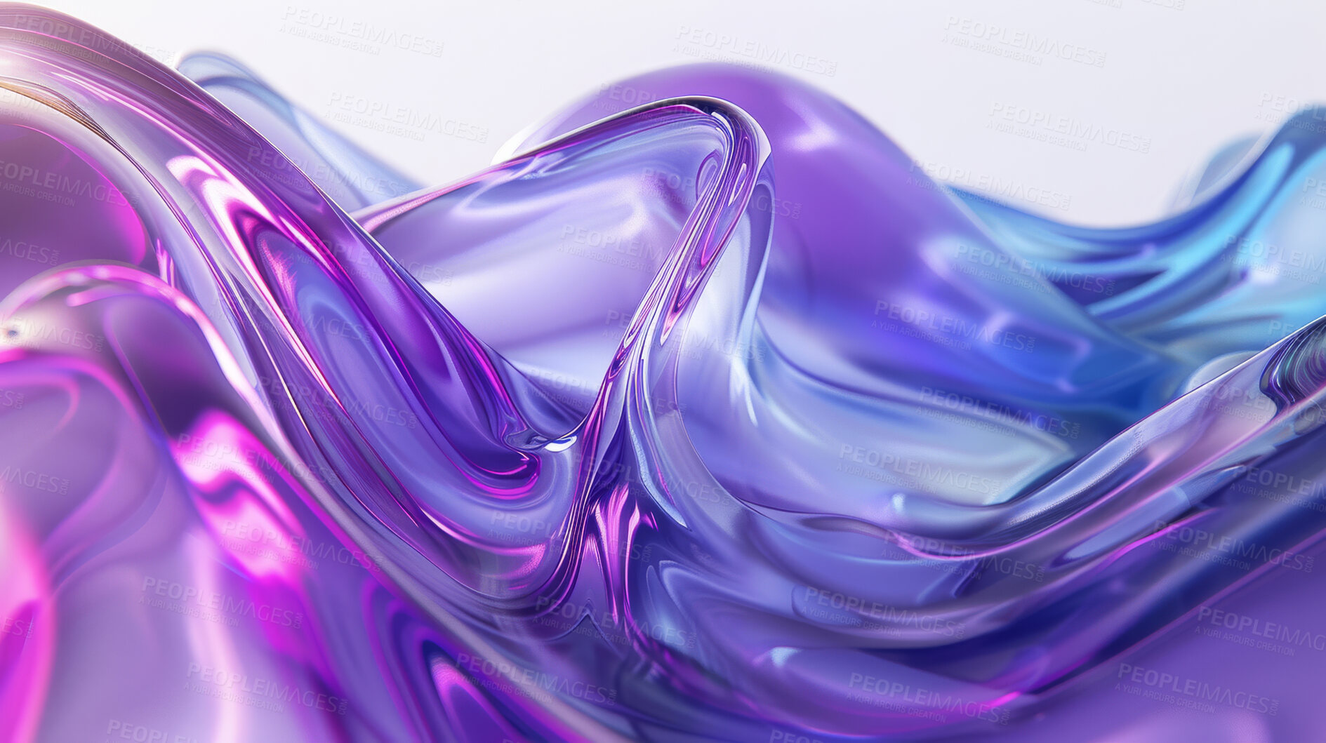 Buy stock photo Abstract, wave and background with purple, artistic and wallpaper with pattern and flow cloth for satin fabric. Creative, design and banner with material texture with folds, artistic and elegance