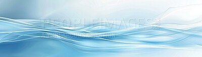 Buy stock photo Abstract, flow and wallpaper with blue pattern as moving wave or texture for artistic and creative design. Banner, background color and swirl with fabric, material or textile closeup for backdrop