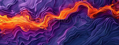 Buy stock photo Wallpaper, abstract and illustration of wave, gradient and art of design, future and graphic of background. Creative, digital and tech of neon, render and vibration of pattern and lines of flow