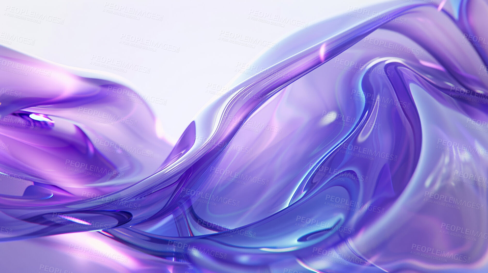 Buy stock photo Purple, abstract and liquid waves with flow for wallpaper with vibrant swirl with marble effect. Art, design and pattern with creative textures for background with watercolor for violet with glow