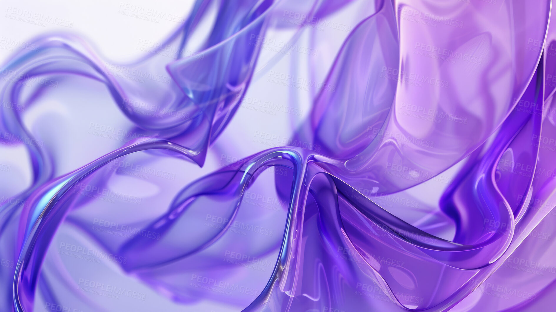 Buy stock photo Abstract, purple and liquid with flow waves for wallpaper with vibrant swirl with marble effect. Glass, design and art with creative pattern for background with textures for violet with shape