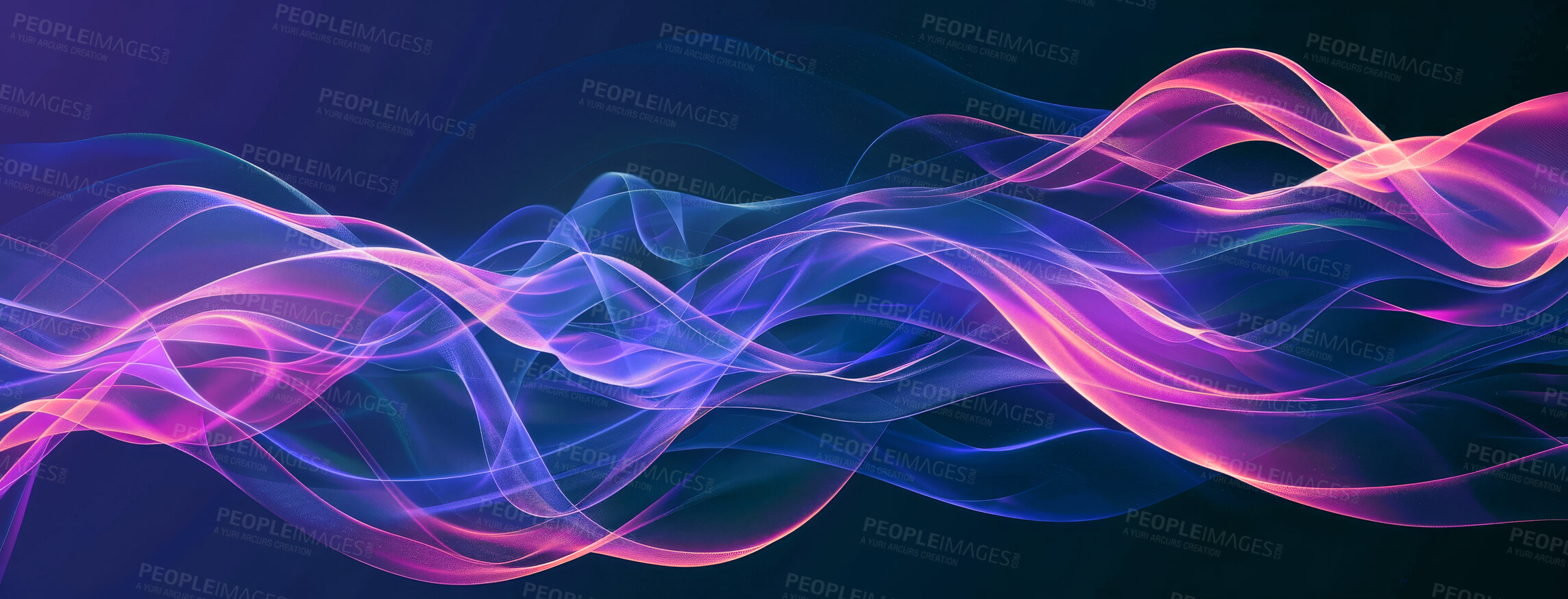 Buy stock photo Lines, abstract and wave with flow for design with smoke for art with horizontal wallpaper. Creative, geometric and texture for background with colorful pattern for motion with swirl in illustration