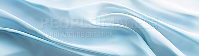 Abstract, background and flowing blue pattern for texture, wallpaper or wave as artistic and creative design. Banner, color and swirl with fabric, material or textile closeup for fluid backdrop