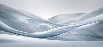 Buy stock photo Abstract, textile and wave with white, background and silk with 3d render for wallpaper or banner. Creative, artistic and design with cloth, ripple or linen for luxurious art and dynamic graphic