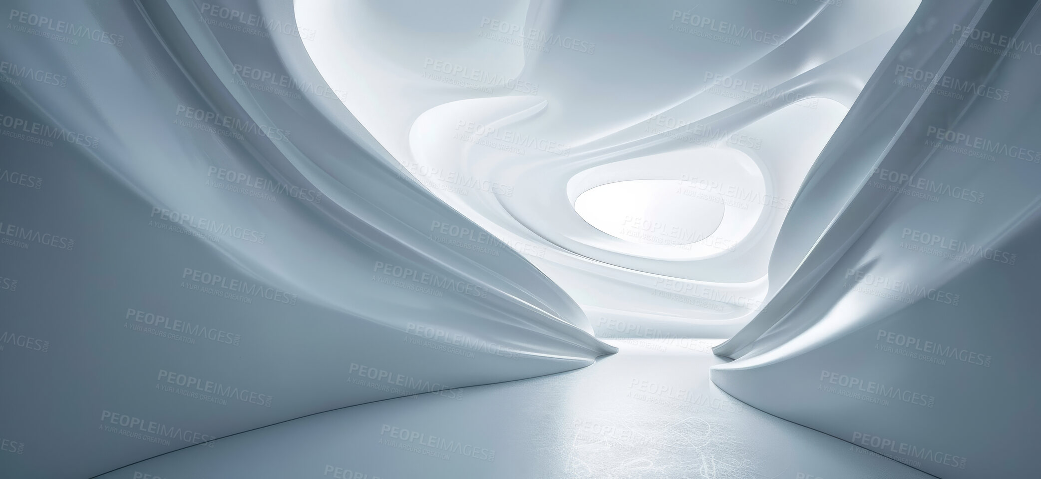 Buy stock photo Abstract, art and wave with white background and marble with 3d render for wallpaper or banner. Creative, artistic and design with stone, ripple or elegant for luxurious geometry and dynamic graphic