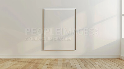 House, space and whiteboard with mockup for news, presentation or announcement on wall background. Real estate, show room and poster for property, investment or mortgage, loan and application faq