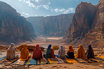 Indian women, outdoor and prayer with faith, religious or peace with support or gratitude. Buddhist, group or followers with trust, worship or compassion with help, Sri Lanka or spiritual with nature