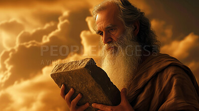 https://cdn.midjourney.com/d9548127-ba72-44e4-b5d3-4a9bb8a68d92/0_3.png Biblical Moses, photo realistic, with larger ten commandment stone tablets, heroic, atmospheric, impressive skies --ar 16:9 --quality 0.5 --style raw --sref https://cdn.midjourney.com