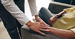 Doctor, IV needle and patient hands with plaster at a hospital with vaccine and healthcare infusion with virus. Medicine, clinic and medical support and nurse helping with blood sample for treatment