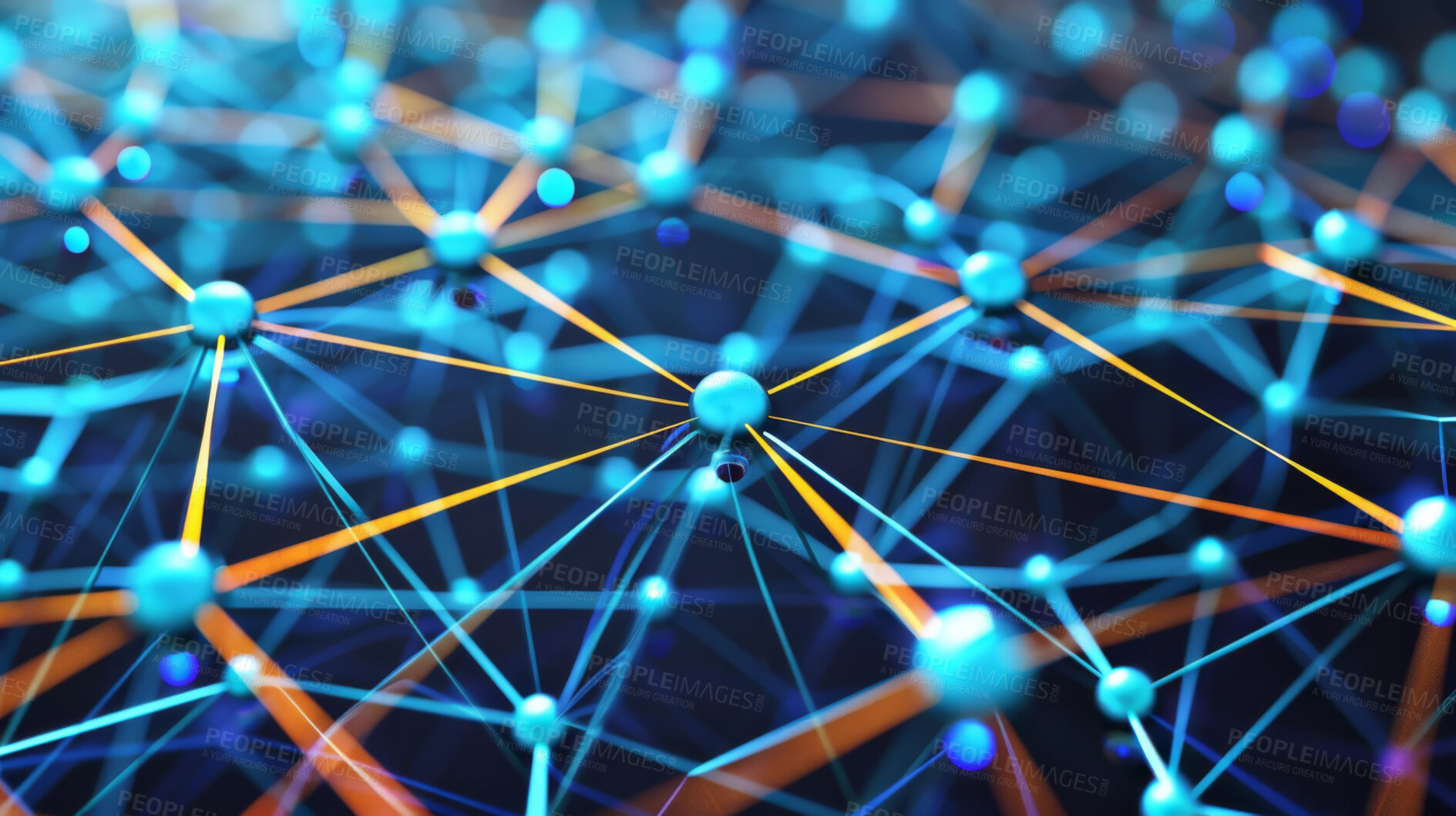 Buy stock photo Web, map and icon for global connection with networking, internet and innovation for business communication. Lines, blockchain and worldwide connectivity in data pin, social media and IT development