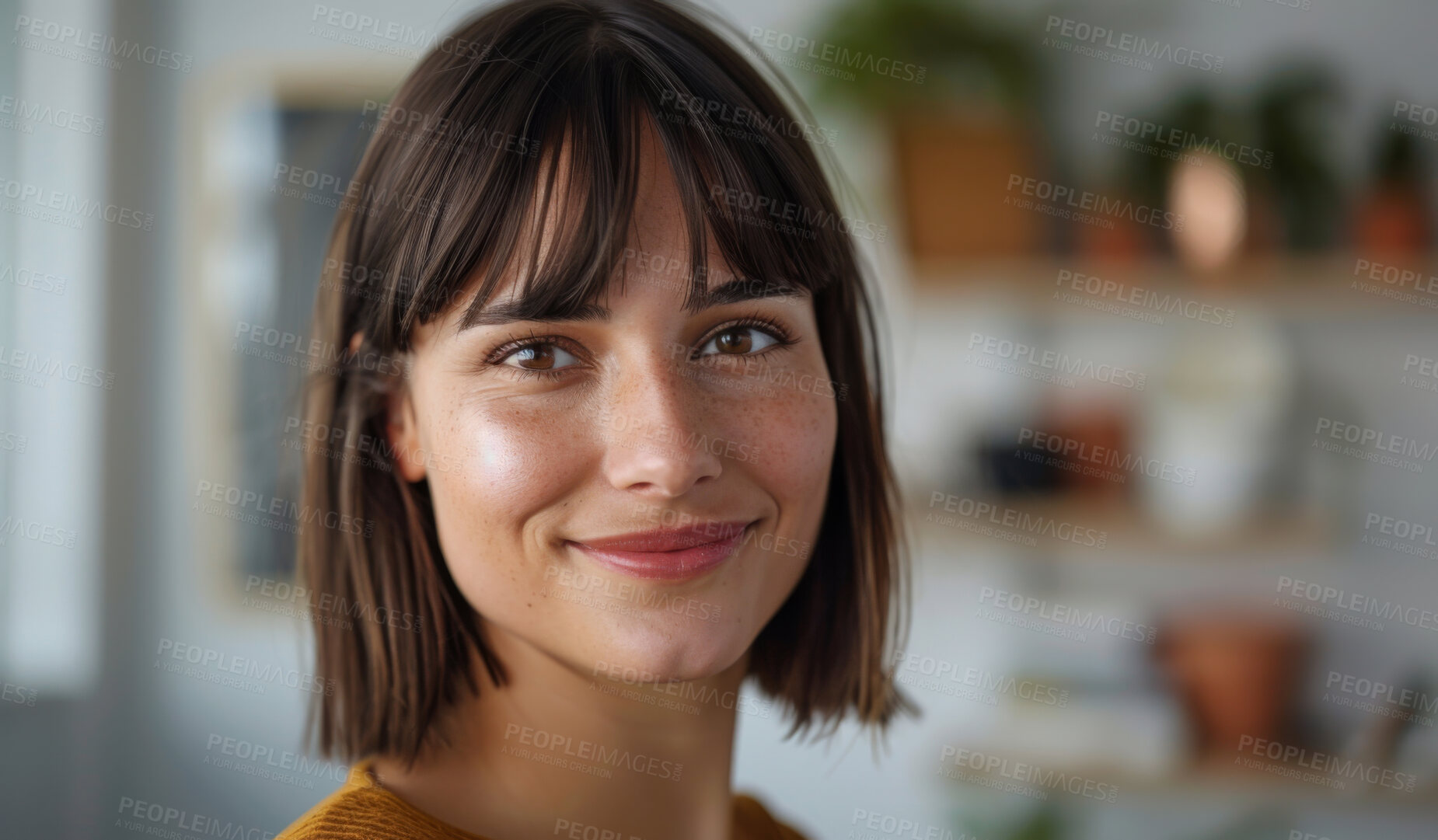 Buy stock photo Portrait, smile and designer business woman in creative office for start of artistic career. Face, freelance and startup with confident employee in workplace for job in professional design agency