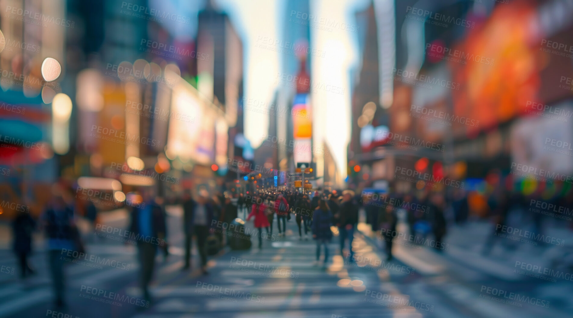 Buy stock photo City life, people and walking in zebra cross on busy road in urban street, crowd and pedestrian crosswalk. Population, community and movement or rush in downtown, New York and intersection for travel