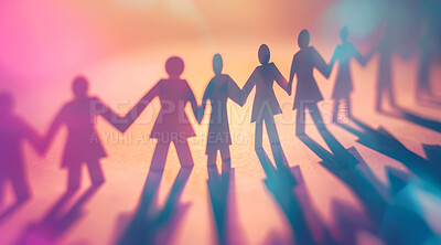 Society, human and connection with cutout of solidarity, unity and team together in community for social network. Synergy, inclusion and support with trust and link in partnership, ally and group
