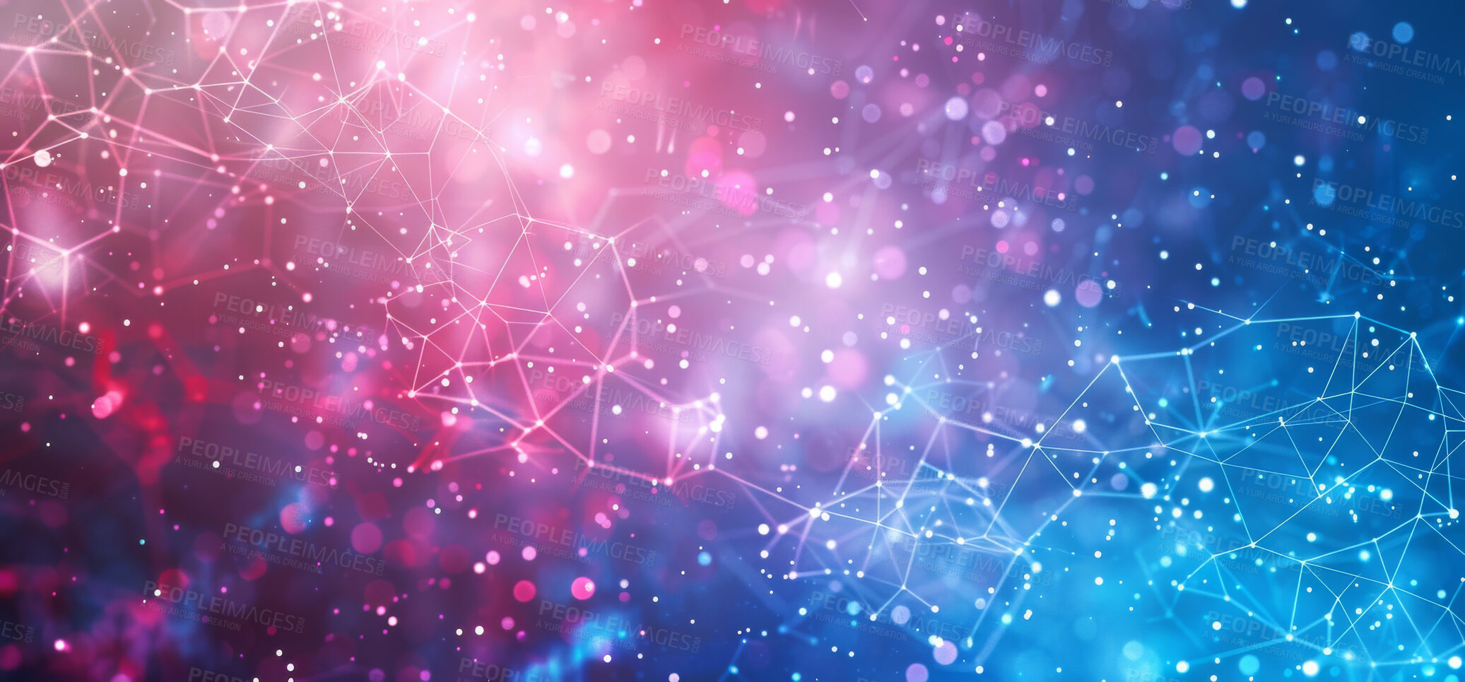 Buy stock photo Abstract, polygonal and tech background for network structure, wallpaper and futuristic pattern. Cyber space, digital grid and connectivity for homepage, website banner and internet particles