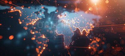 Global network, worldwide web and connectivity for technology, science and future with digital transformation. Innovation, communication and connection across the globe with internet and cyber space