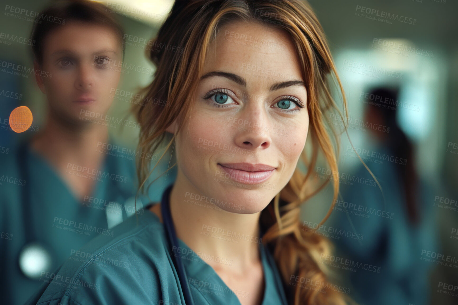 Buy stock photo Portrait, woman and nurse with health professional at hospital, expert with advice or integrity in medical industry. Operating room assistant, medicine and healthcare service, help and support