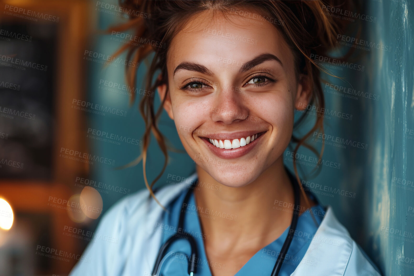 Buy stock photo Portrait, woman and doctor for healthcare at hospital, expert with advice or integrity with medical care. Specialist, physician and portrait for career pride and volunteer health worker in Taiwan