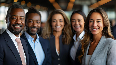 Portrait, team and business people with diversity in office, affirmative action and pride with inclusion in the workplace. About us, team and corporate professional group with equality in workforce