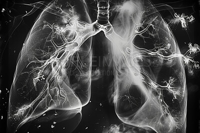 Zoom, chest and x ray of ill lungs for assessment or analysis for cancer, tuberculosis and asthma. Electromagnetic radiology or radiation for screening or medical images for pneumonia virus.