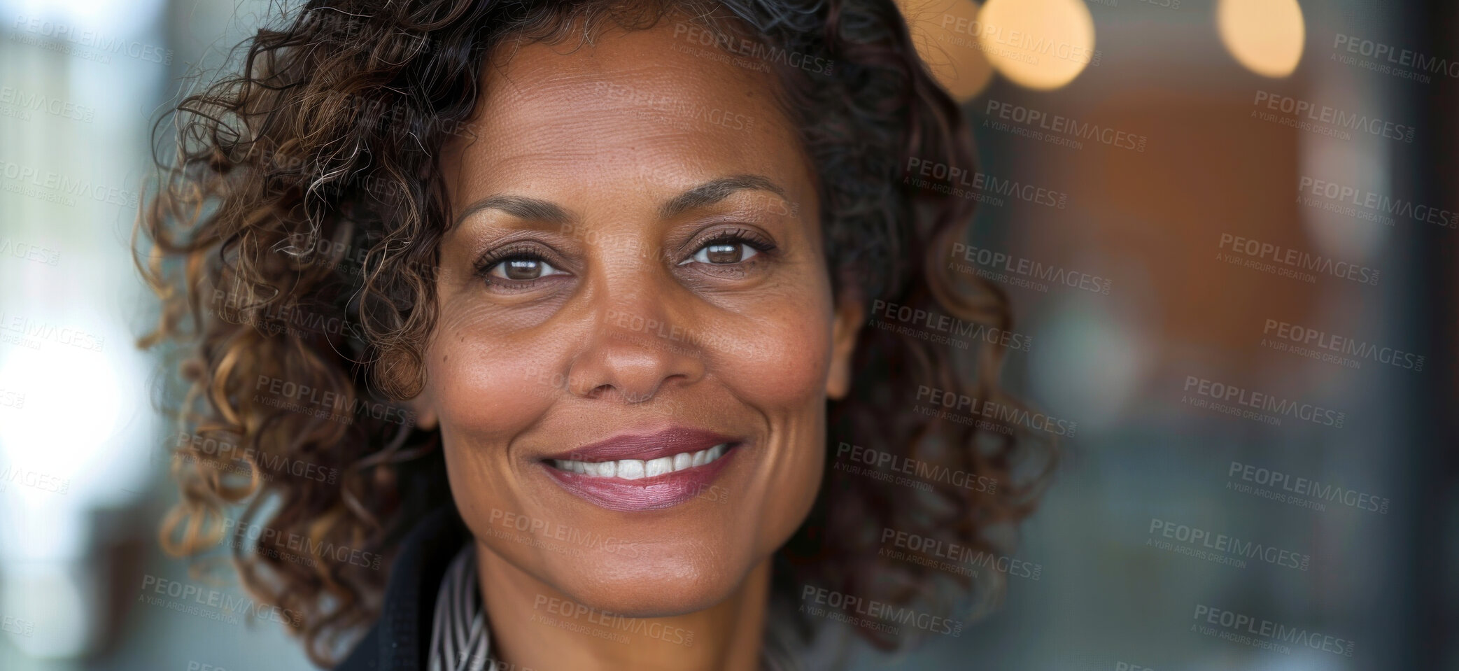 Buy stock photo Mature businesswoman, portrait and office, smile in business for working goals and success. African corporate lawyer, happy and law firm employee for attorney confidence and New York legal workplace