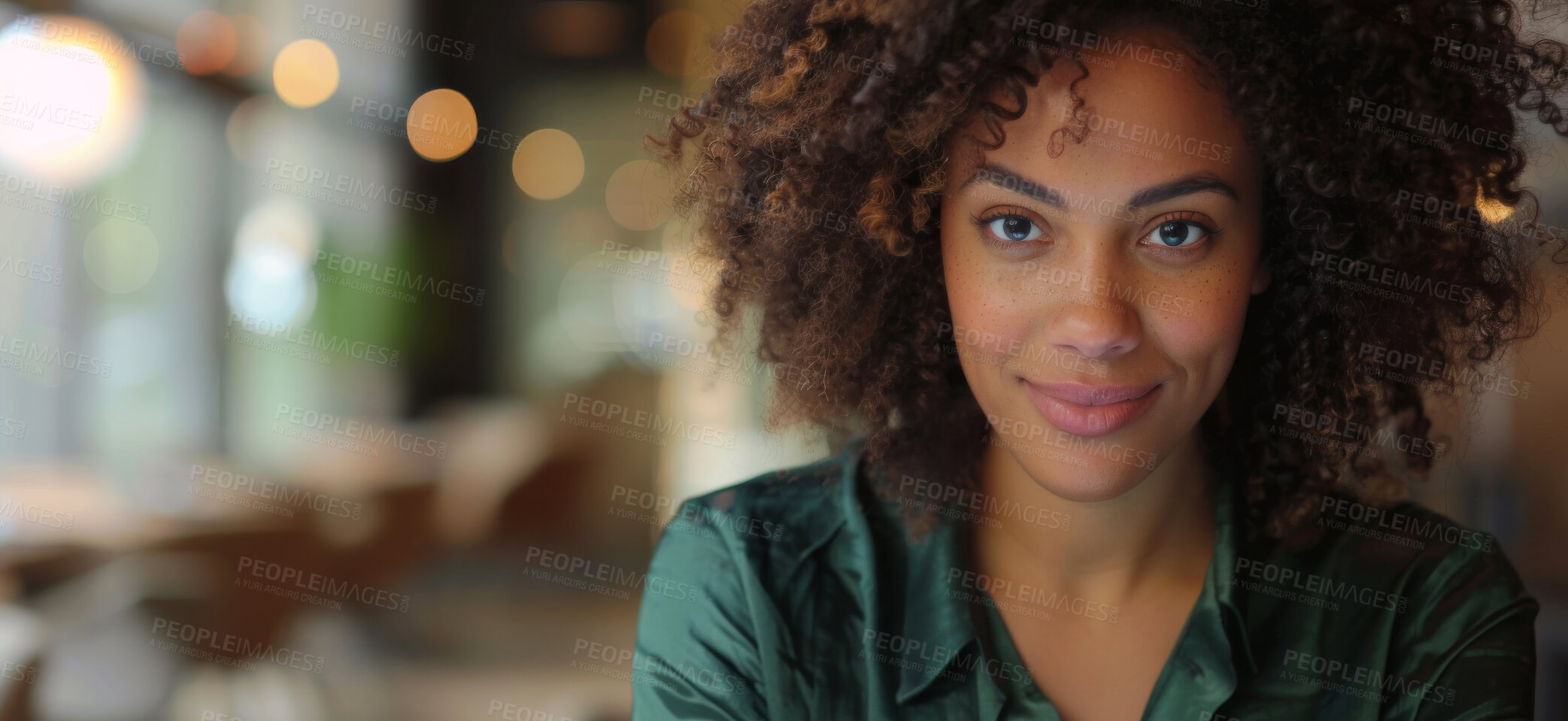 Buy stock photo Portrait, business and black woman in office, employee and professional with confidence and banner. Face, afro and African person with consultant, career ambition and editor for fashion magazine