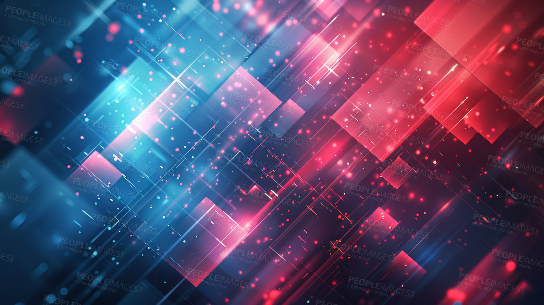 Buy stock photo Abstract, technology and background circuit with futuristic wallpaper with software, metaverse or cloud computing. Bokeh, lights and fast connection with motherboard data, speed or machine learning