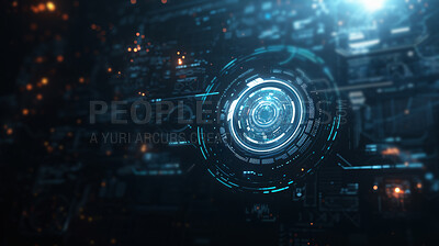 Futuristic, technology and illustration ui circle for background, wallpaper and digital interface. Innovation, biometrics and ring shape for cyber security, eye recognition and facial scanner