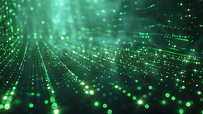 Network, connection and digital transformation for electronic database with bokeh effect. Abstract background of speed, light blur and neon green pattern for cloud computing and code transfer
