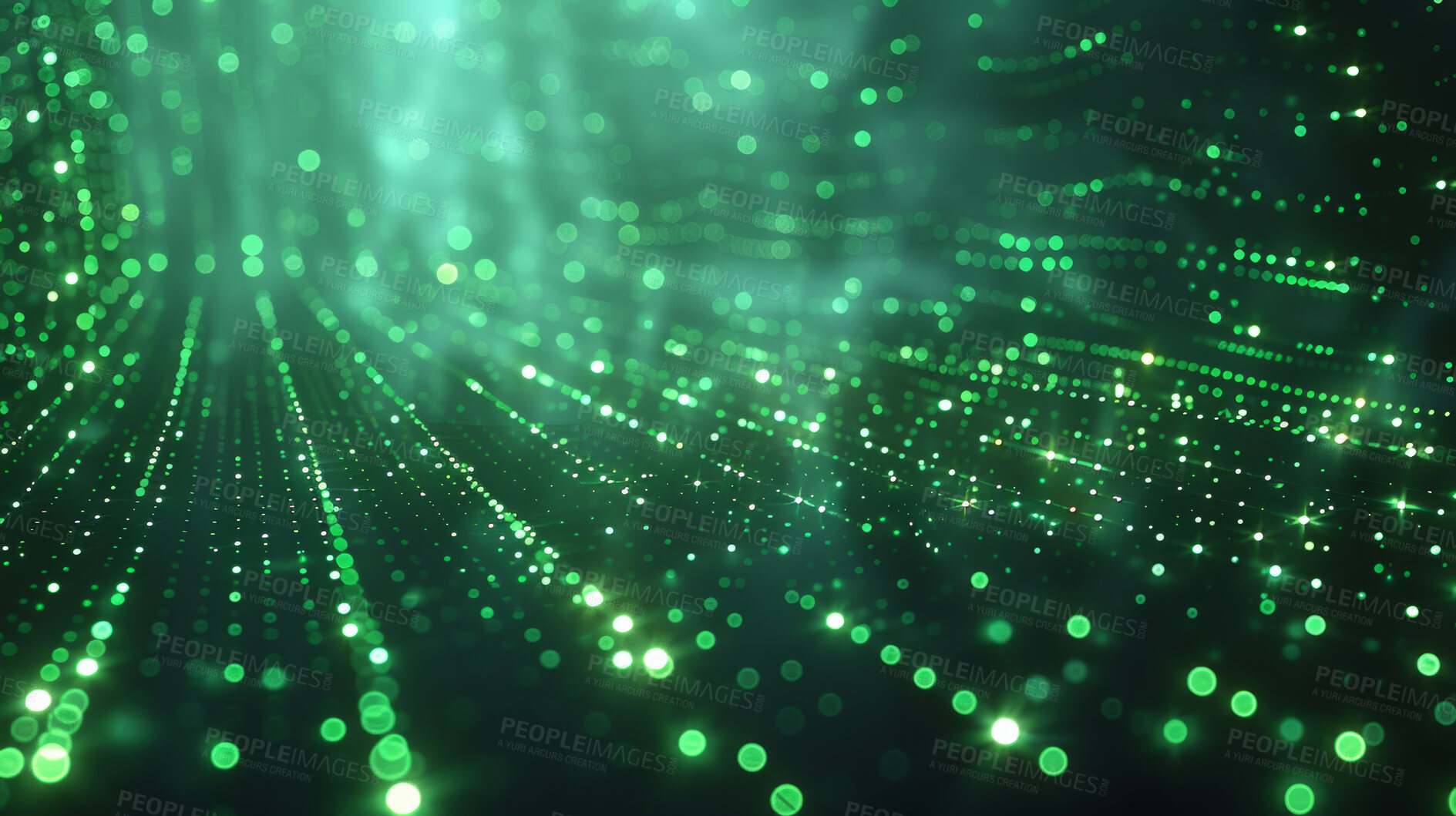 Buy stock photo Network, connection and digital transformation for electronic  database with bokeh effect. Abstract background of speed, light and neon green pattern for cloud computing and code transfer 