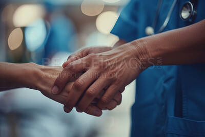 Medical, help and hands of nurse, support and empathy in hospital, consulting and healthcare for patient. Clinic, respect and service in nursing home, life insurance and kindness for elderly care