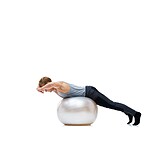 This exercise ball helps him with his balance