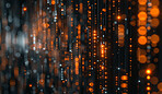 Bokeh, abstract and background with pattern, texture and lines for connection of data design on tech. Light, defocused blur and backdrop illustration with futuristic dots, glitter or glow of circle