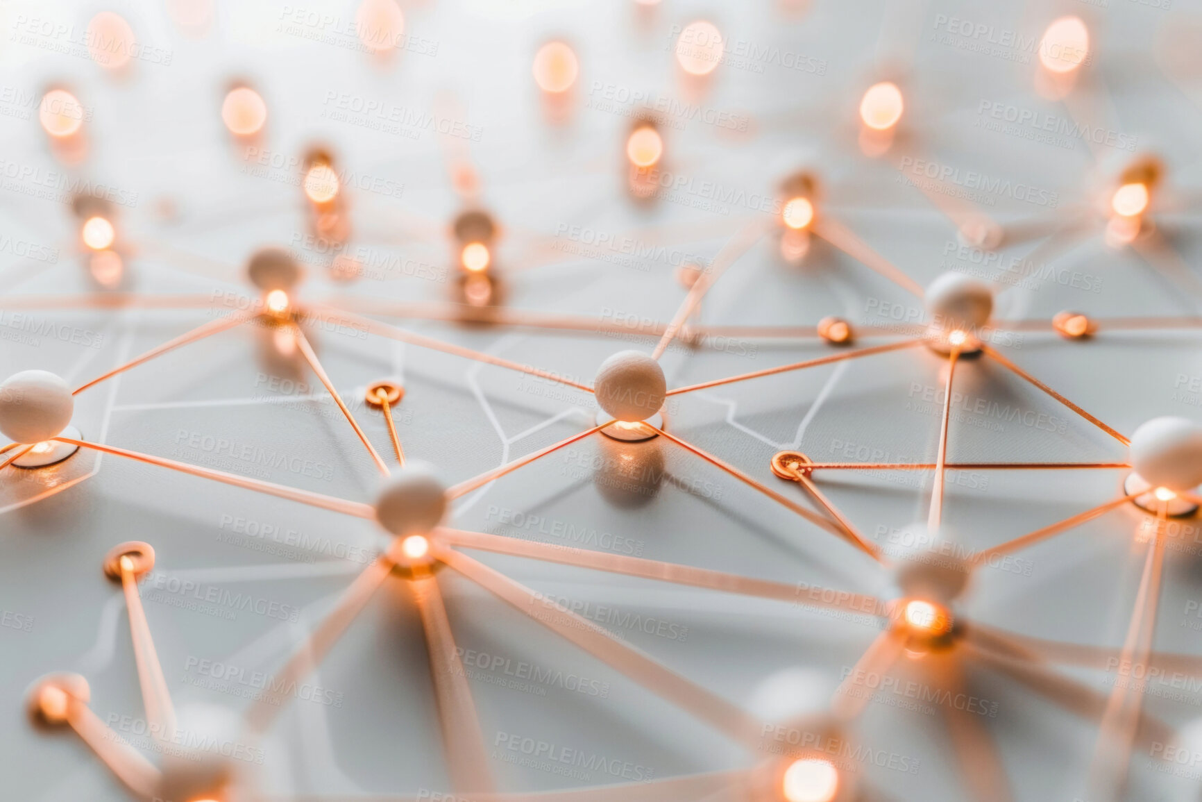 Buy stock photo Network, connect and abstract for communication, link and global internet with blockchain. Cyberspace, illustration and information highway for world web, telecommunication and digital grid or data