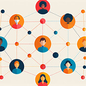Network, connect and people with icon, contacts and collaboration with ...