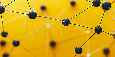 Abstract, molecule and wallpaper with network, model and connection for system structure. Sphere, lattice and wireframe for science, biology and future study with particles and marble atom graphic