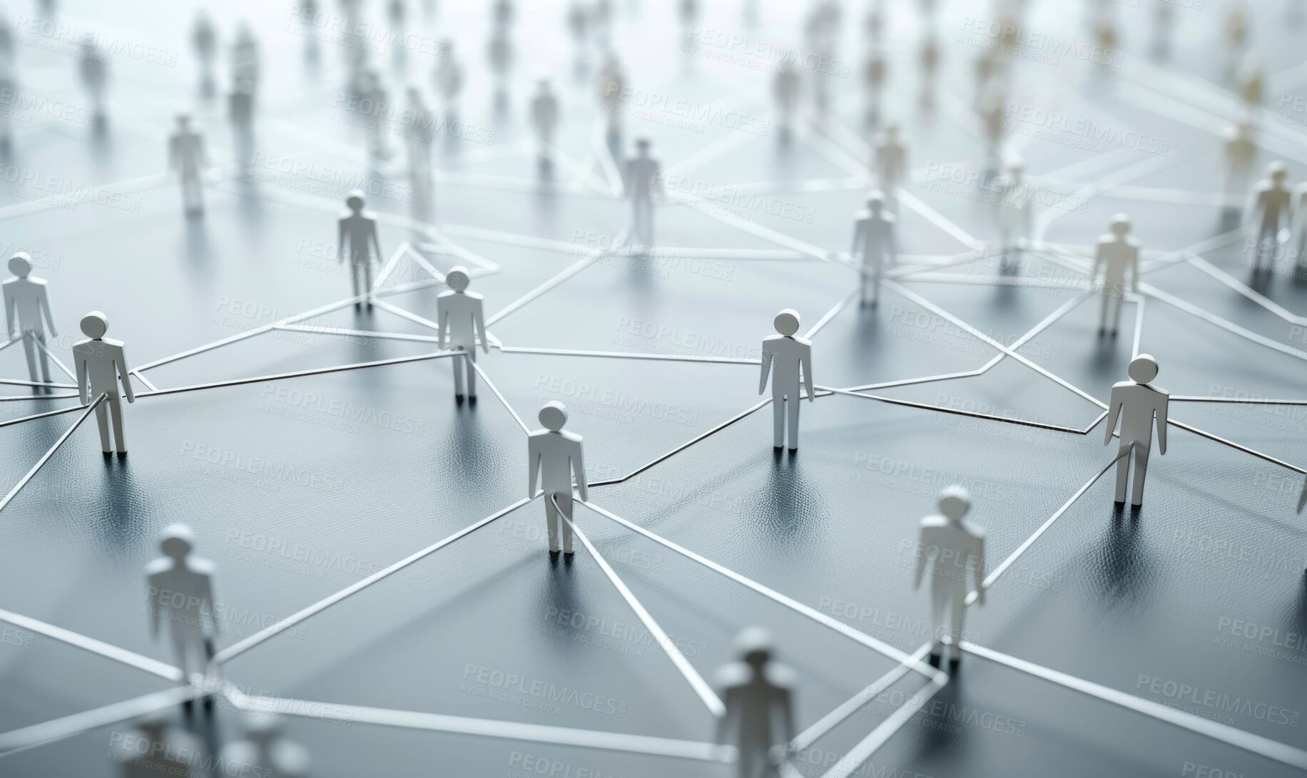 Buy stock photo Abstract, networking or link for communication with icons connected for collaboration or sharing. Social, teamwork and human symbol for connectivity with community joined in partnership for people