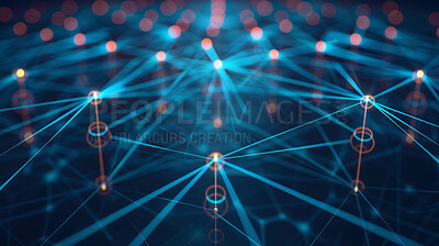 Abstract, structure and background with network, grid and stars for system connection. Dots, lattice and wireframe for science, infrastructure and future study with particles and internet graphic