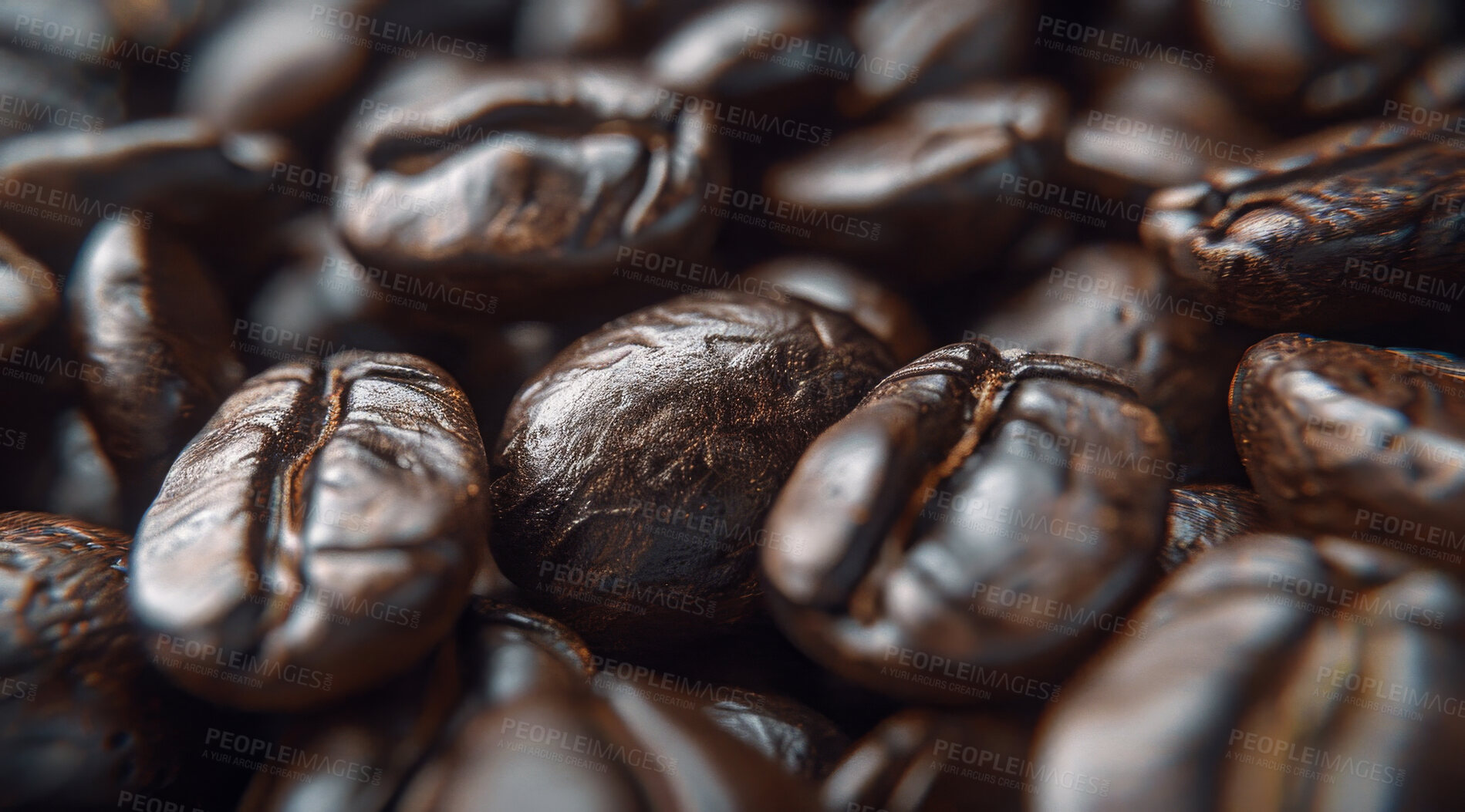 Buy stock photo Brown, blend and coffee beans with texture of grain for caffeine, espresso and organic harvest. Fresh, roast and background with pattern of seed for food, ingredient and natural produce in Ethiopia