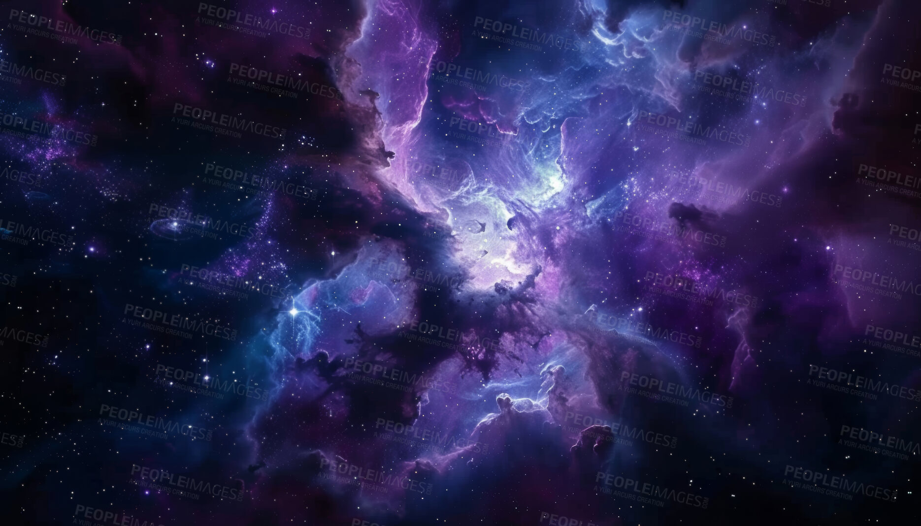 Buy stock photo Galaxy, nebula and space with dark background of universe for adventure, exploration or fantasy. Cosmos, purple and wallpaper of astrology, astronomy or constellation for interstellar solar system