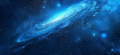 Buy stock photo Black hole, gas and space with dark background of universe for adventure, exploration or fantasy. Blue cosmos, dust and wallpaper of astrology, astronomy or galaxy for interstellar solar system