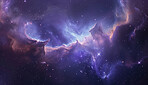 Galaxy, purple and space with dark background of universe for adventure, exploration or fantasy. Cosmos, sky and star wallpaper of astrology, astronomy or constellation for interstellar solar system