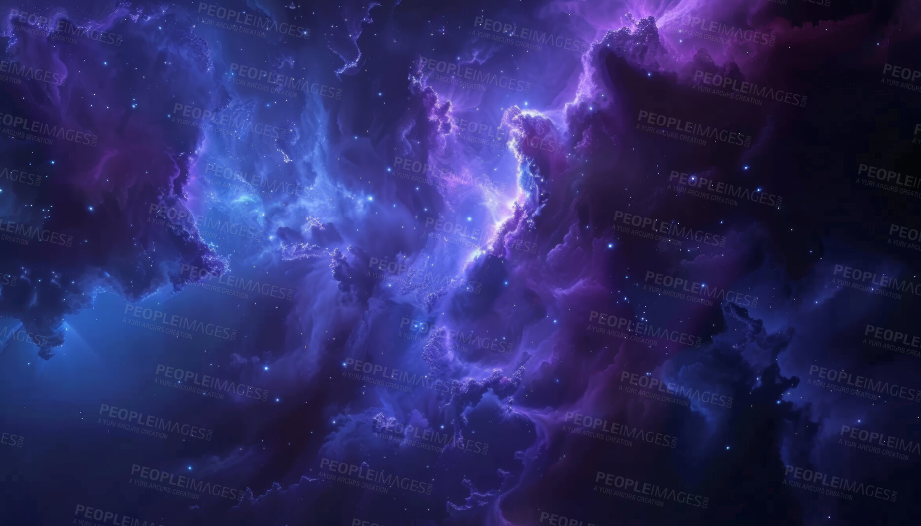 Buy stock photo Clouds, purple and space with black background of universe for adventure, exploration or fantasy. Cosmos, dark sky and wallpaper of astrology, astronomy or constellation for interstellar solar system